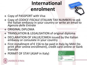 requisites for international enrolment